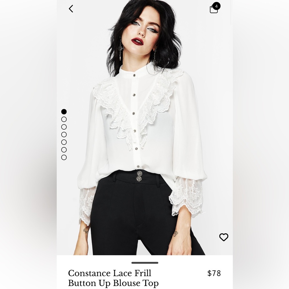 Chic White Lace Frill Blouse